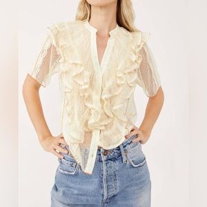 Free People Ruffle Sheer Top | m |Nordstrom romantic short sleeve Anthropologie